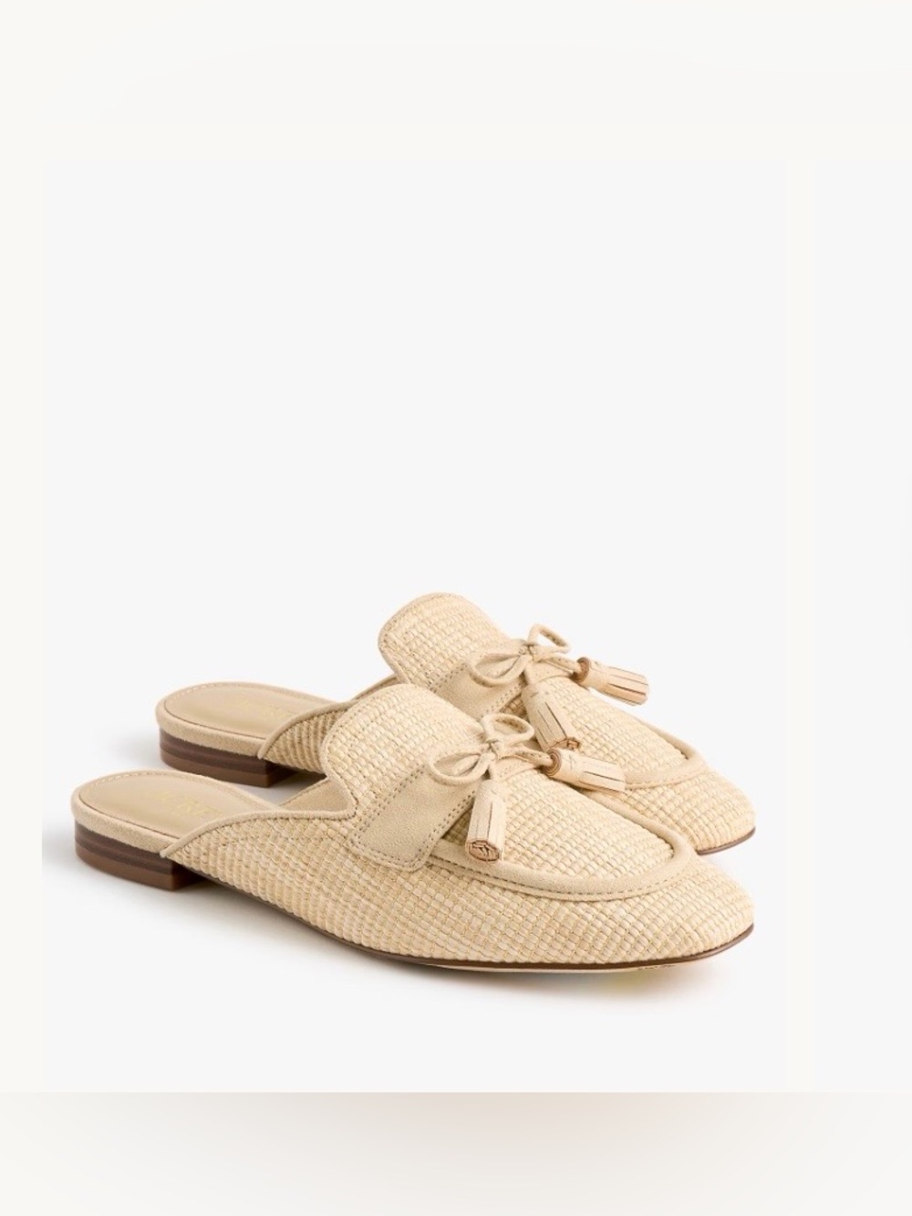 NEW J. Crew Factory Woven Tassel Mules Blonde Natural Raffia size 7.5 CU330 $128